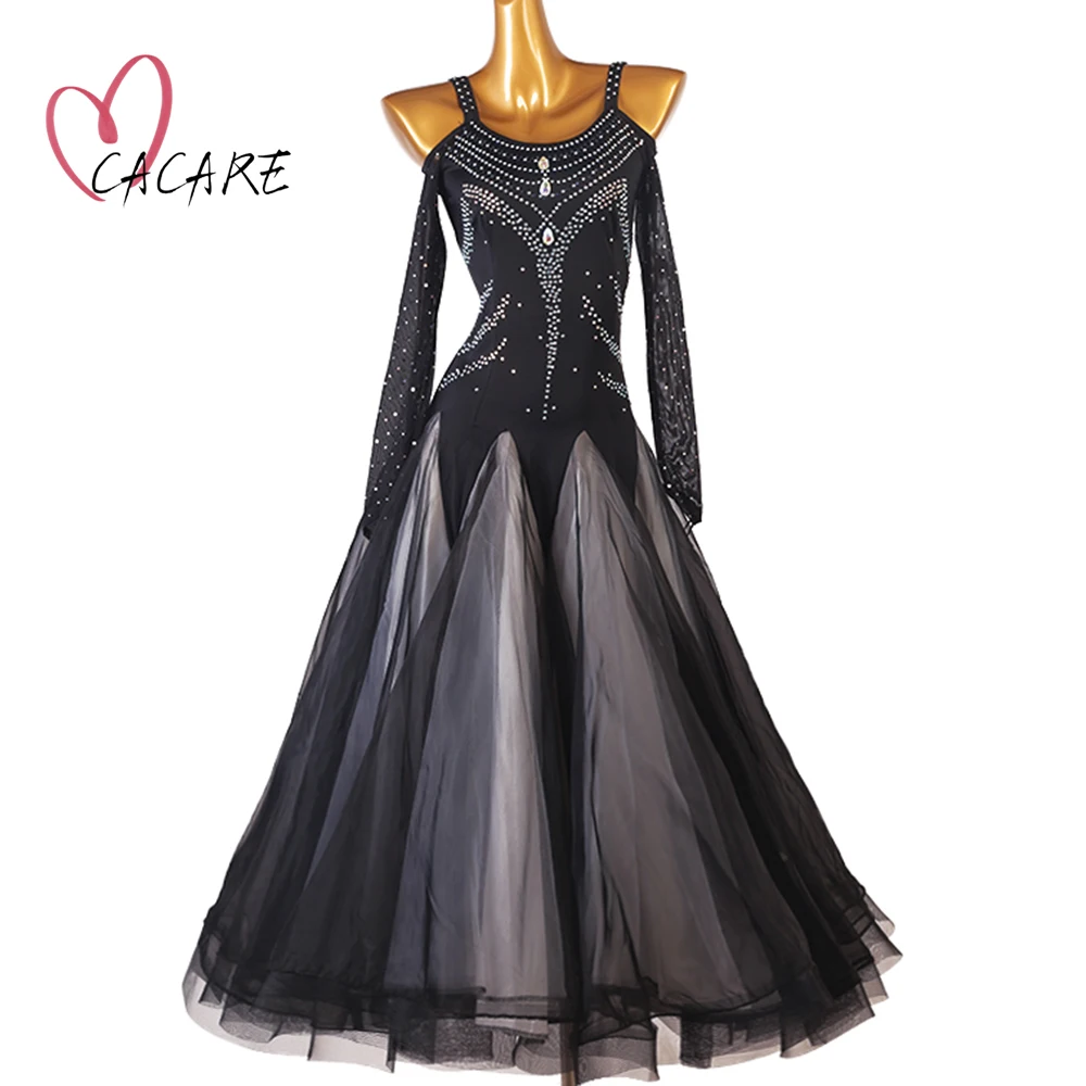 CACARE-vestidos de competición de baile de salón, vestido de vals personalizado, vestidos de Baile Estándar, elegantes, Flamenca D1241, gran dobladillo