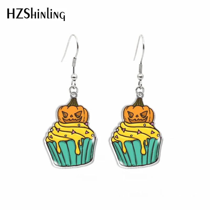 Happy Halloween Horror Cartoon Cup Cake Cartoon Pattern Acrylic Hook Earrings Dangle Drop Earrings Resin Epoxy Fashion Jewelry