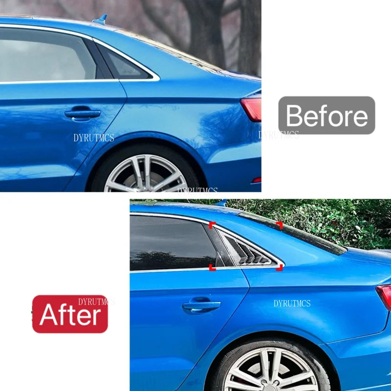 Fit For Audi A3 S3 8V Sedan Version 2014-2020 Car Rear Window Shutter Cover Trim Window Louver Side Vent Trim Auto Accessories view 6