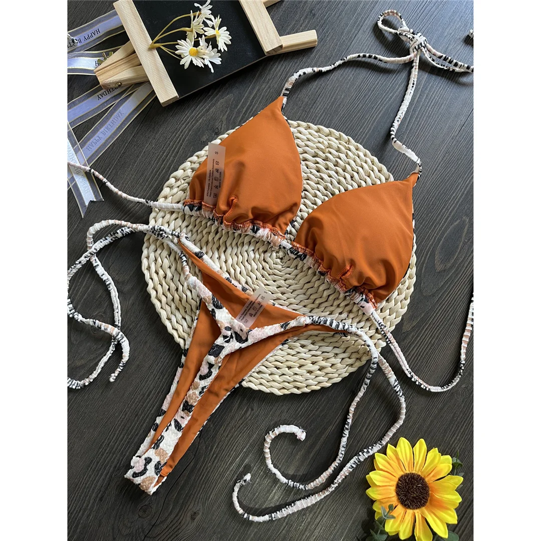 Leopard Extreme String Mini Micro Thong Bikini Damen Badeanzug Frauen Bademode Zweiteiliger Bikini-Set Badebekleidung V5072 – Detail 18