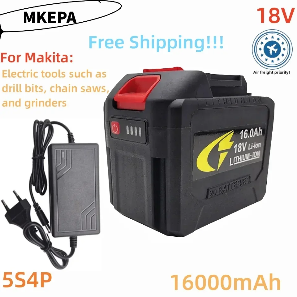 5S4P Makita 18V 18650 lithium battery,16.0Ah,suitable for electric tools such as Makita drills, chainsaws, and grinders.charger。