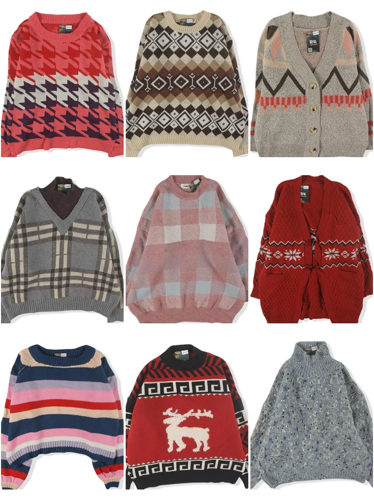 

Vintage Loose Fit Vintage Retro Japanese Sle Women's Fair Isle Wool Sweater Pattern Color Blo Autumn Winter Faion