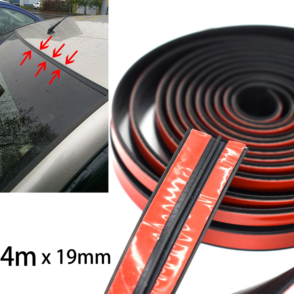 4mx19mm New Rubber Car Window Edge Windshield Roof Seal Strip Protector Trim For Honda Toyota Lada Mazda Kia Ford Chevy Nissan