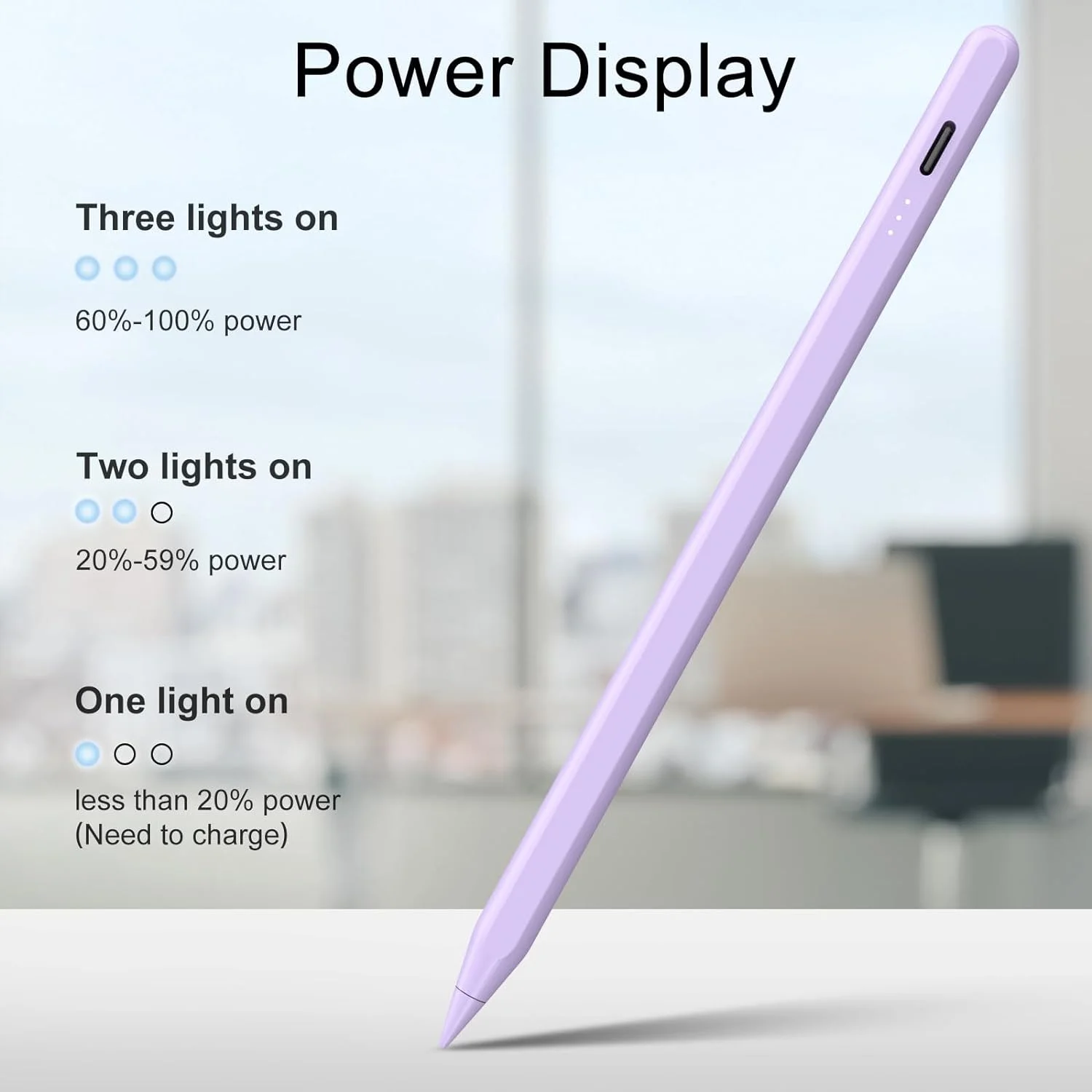 PURPLE STYLUS PENCIL FOR IPAD 2018-2024 PALM REJECTION MAGNETIC