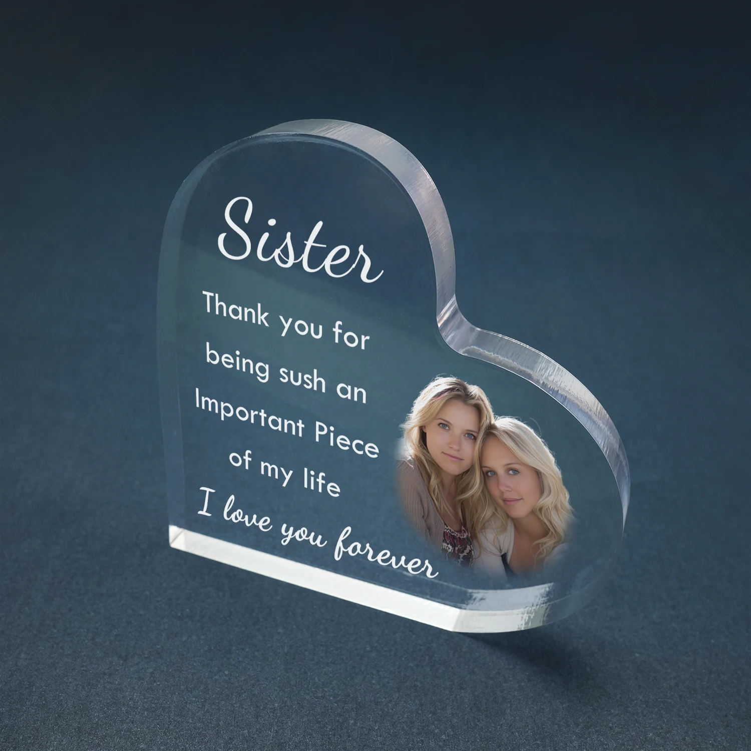 personalized Acrylic Heart-Shaped Plaque Desk Decorations Present for Mothers Day Gifts,to My Sister Gifts,customized gifts