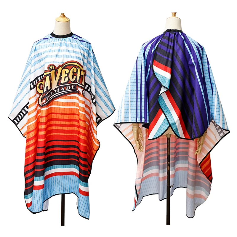Retro Letter Printed Striped Hair Cutting Cape, Waterproof Anti-Static Non-Stick Hair Salon Hair Styling Cloth For Barbershop