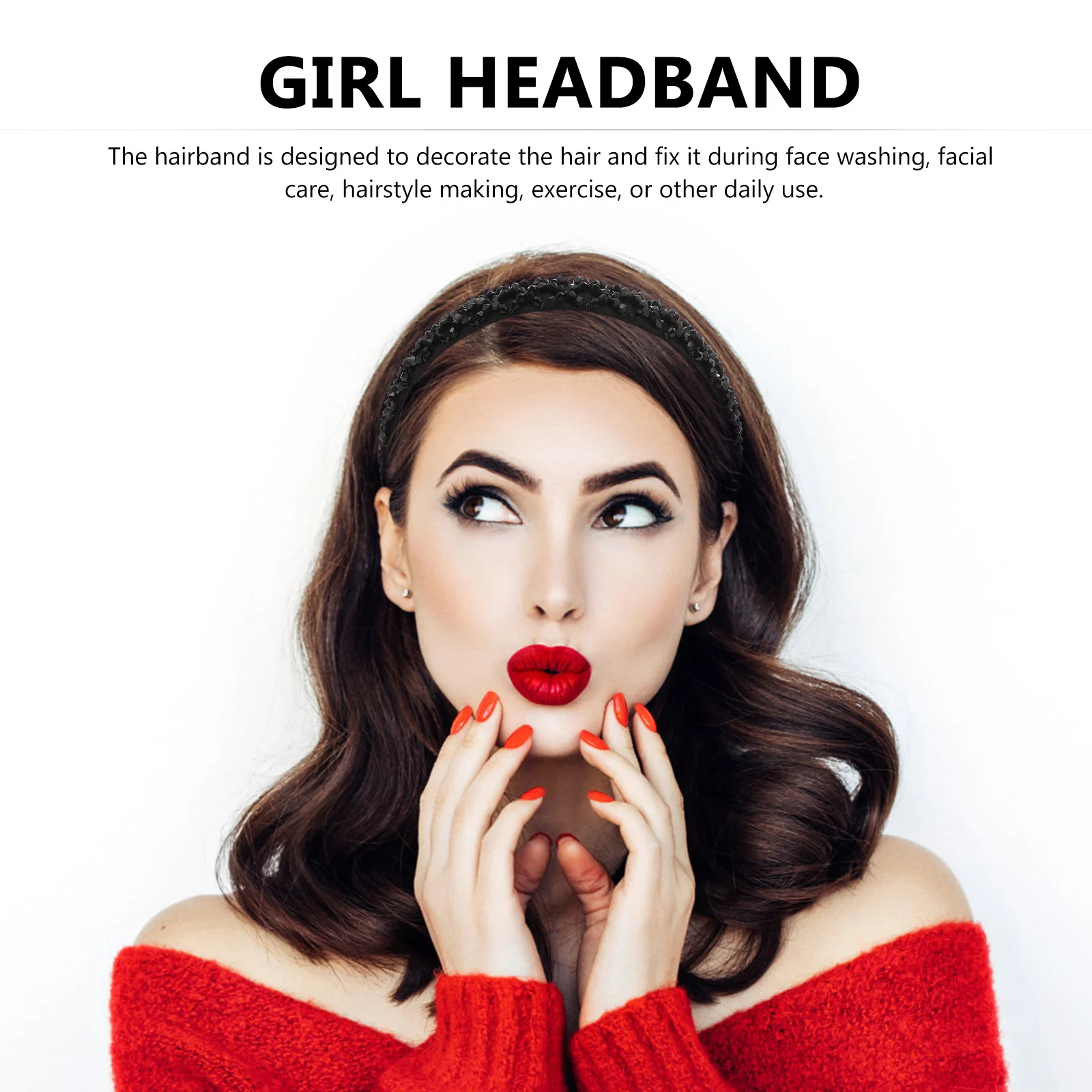 

Crystal Hairband Beads Fashion Hair Tying Headband Lightweight Simple Headband for Women Daily Life Parties Head Band