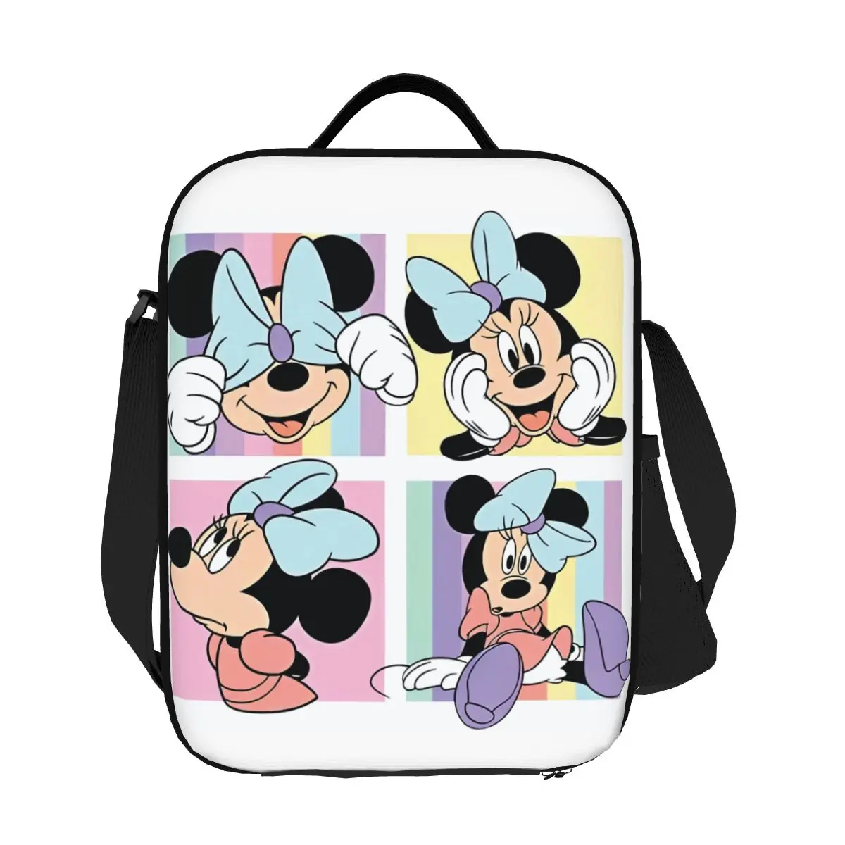 

Custom Minnie Mickey Mouse Cartoon Animation Lunch Bag Women Thermal Cooler Insulated Lunch Boxes for Children School
