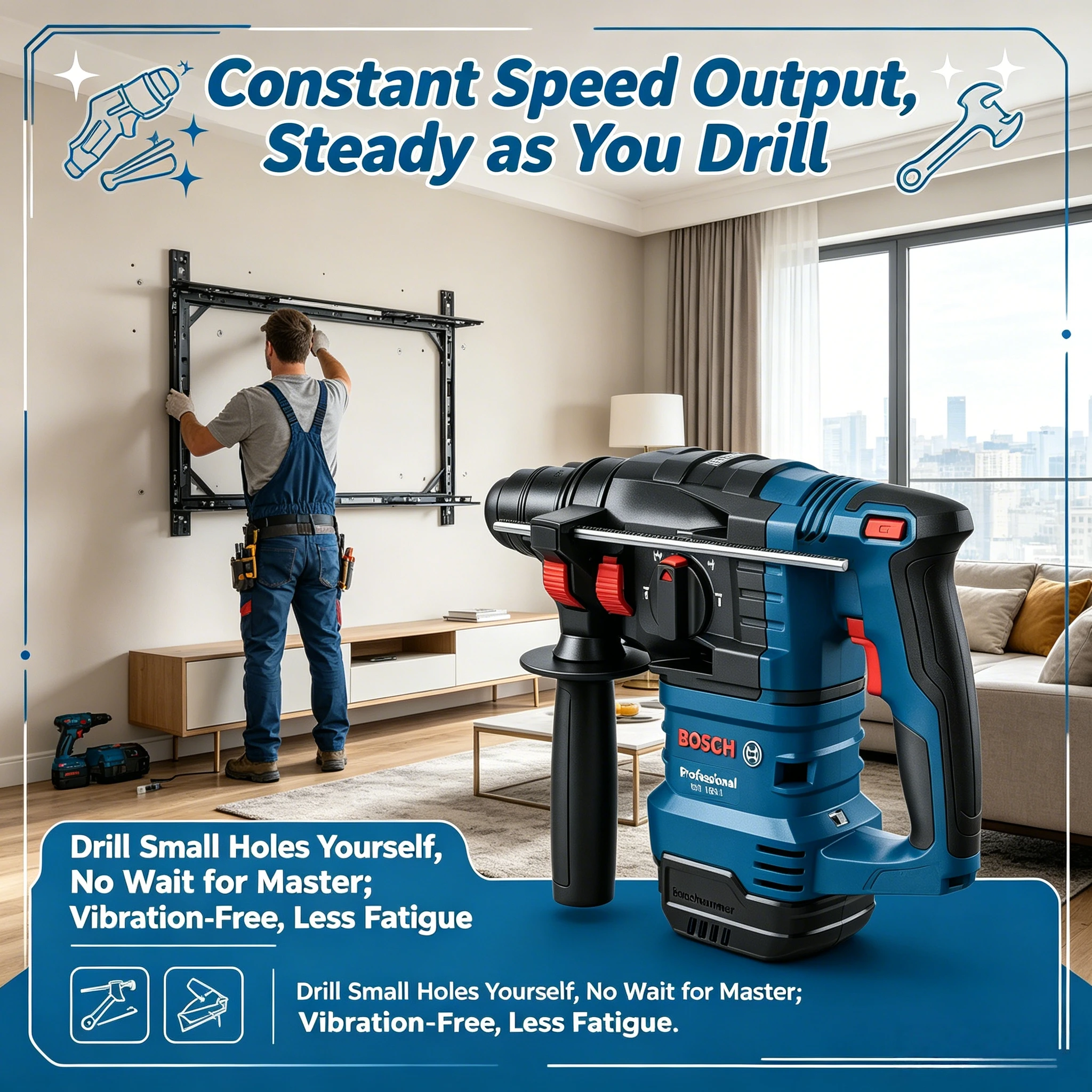 Bosch GBH185-LI Professional Brushless Hammer Reliable Output for Daily Concrete Drilling and Household Heavy-duty Fixes