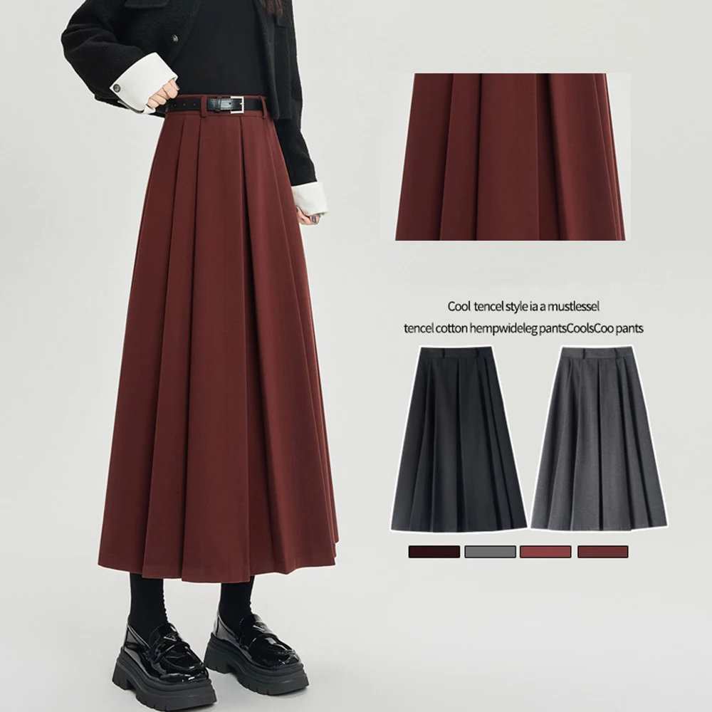 

Осень-зима 2022, женское повседневное новое офисное платье с высокой талией, облегающая юбка трапециевидной формы с эффектом похудения, шерстяное плиссированное платье средней длины