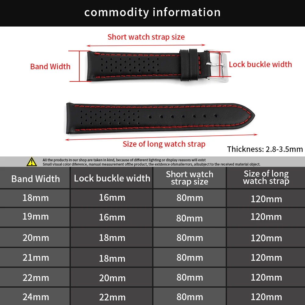 Genuine Leather Watchbands 18mm 19mm 20mm 21mm 22mm 24mm Replacement Watch Accessories Black Gray Brown Belt Bracelet Straps