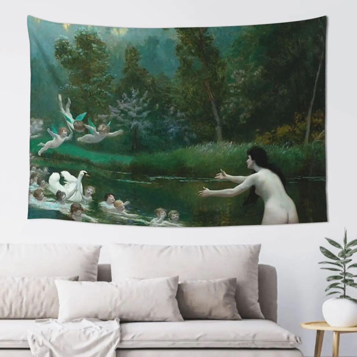 LEDA AND THE SWAN - JEAN-LEON GEROME Tapestry House Decorations Room Aesthetic Decor Tapestry