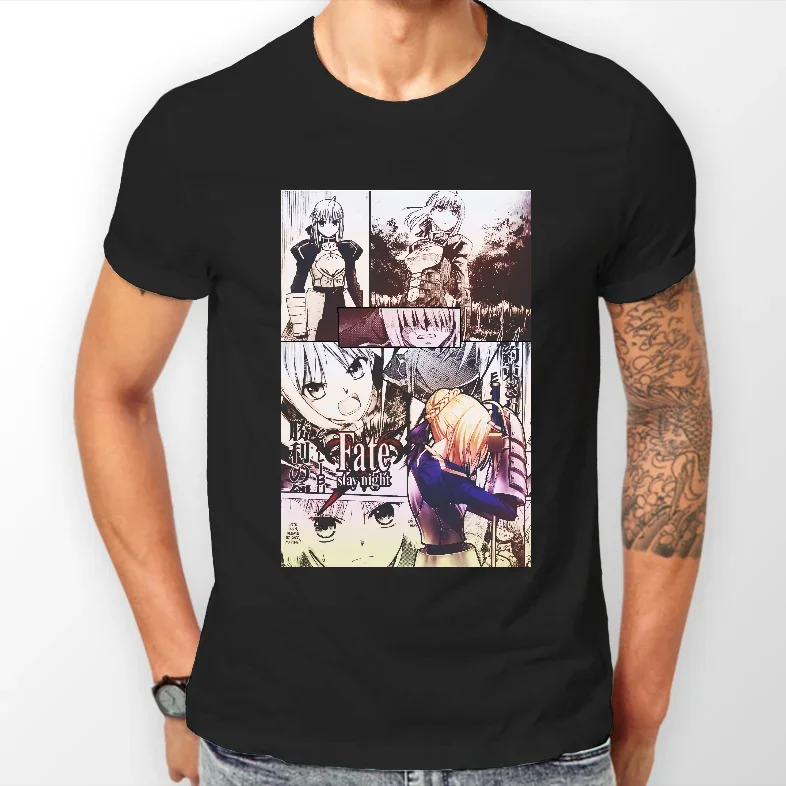 تي شيرت ليلي للبقاء على أنيمي ، تي شيرت بشريط مانغا صابر ، جميع الأحجام