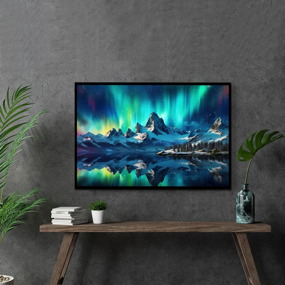 مطبوعات ملصقات مناظر طبيعية للشفق القطبي ، لوحة قماشية ، أضواء قطبية شمالية ، طبيعة ، ديكور منزلي ، فن جداري #3
