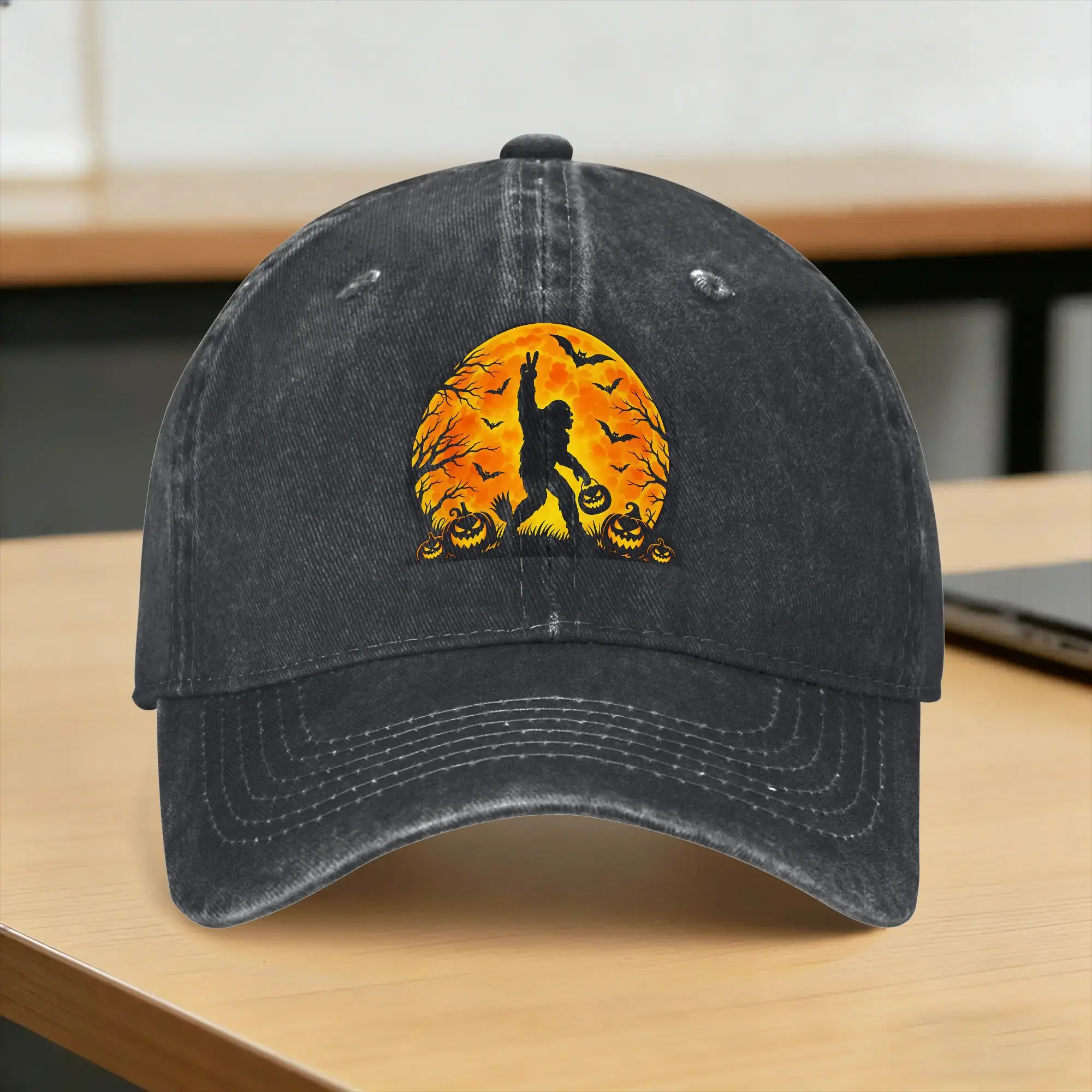Baseball Cap Peace Sign Bigfoot Halloween Spooky Pumpkin Full Moon Summer y2k Retro Trucker Hat  Unisex-Teens Gym Snapback Cap
