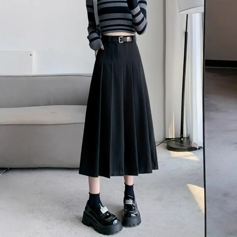 

Женское однотонное длинное платье в стиле ретро, элегантное и удобное повседневное платье, женская милая плиссированная юбка на молнии