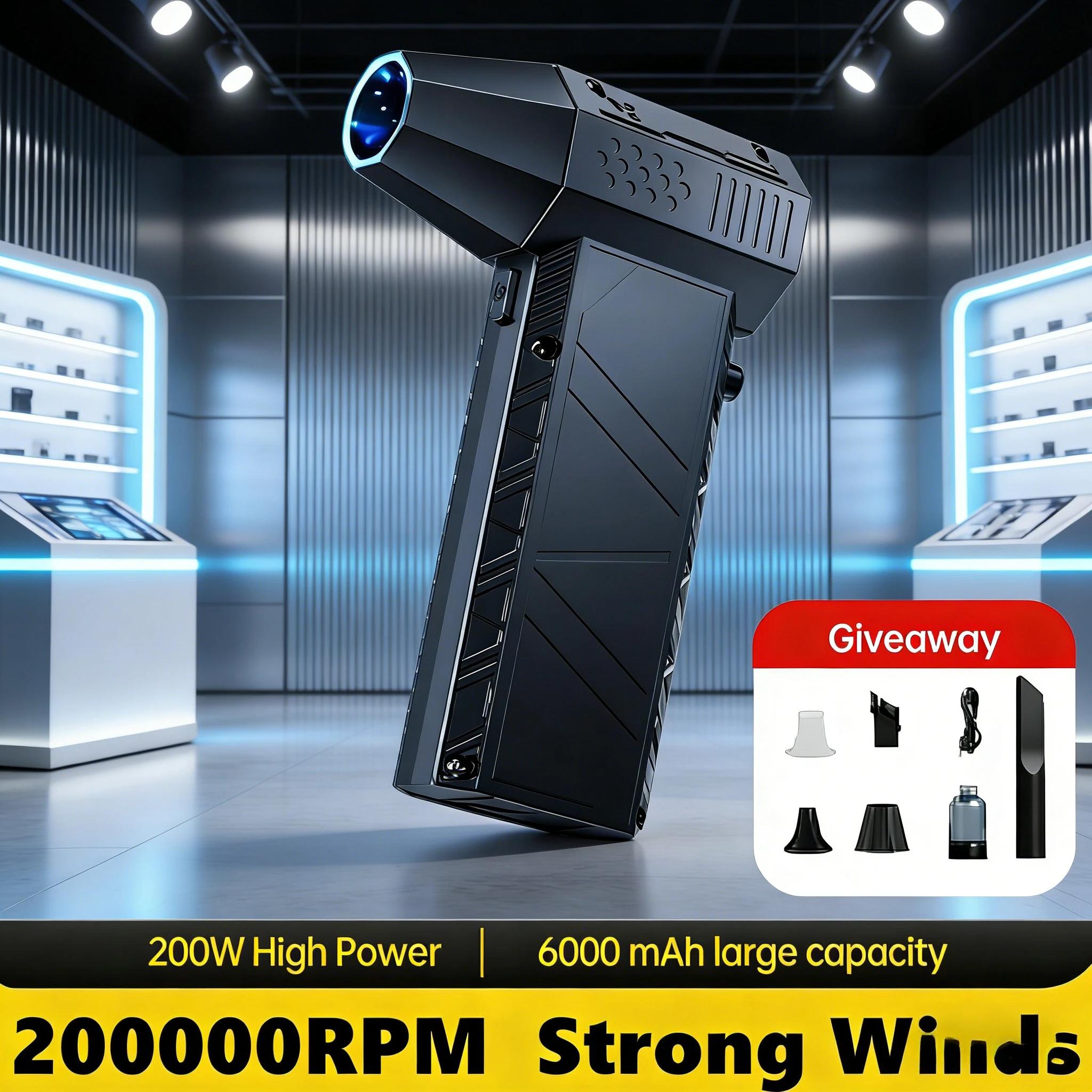 

200000RPM X6 Violent Fan Blower | 53m/s 2-in-1 Vacuum Cleaner | Type-C Rechargeable