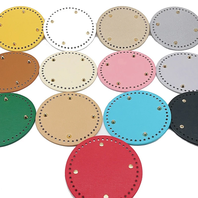 Wholesale 15*15CM Round PU Leather Bag Bottom Rivet Bag Bottom For Knitting Bags Handbag Crossbody Bags Wear-resistance Bottoms