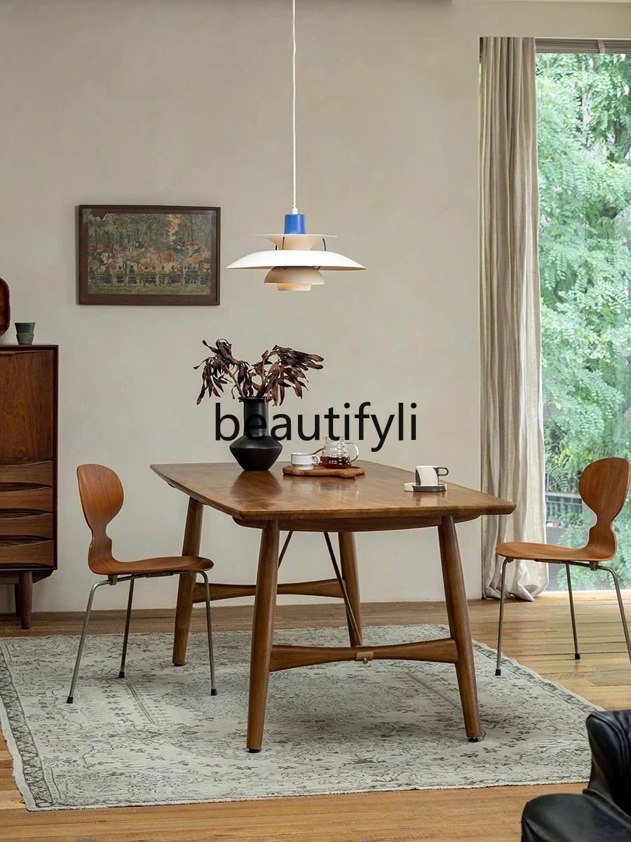 New Minimalist Retro Home Use Solid Wood Long Rectangular Dining Table Desk