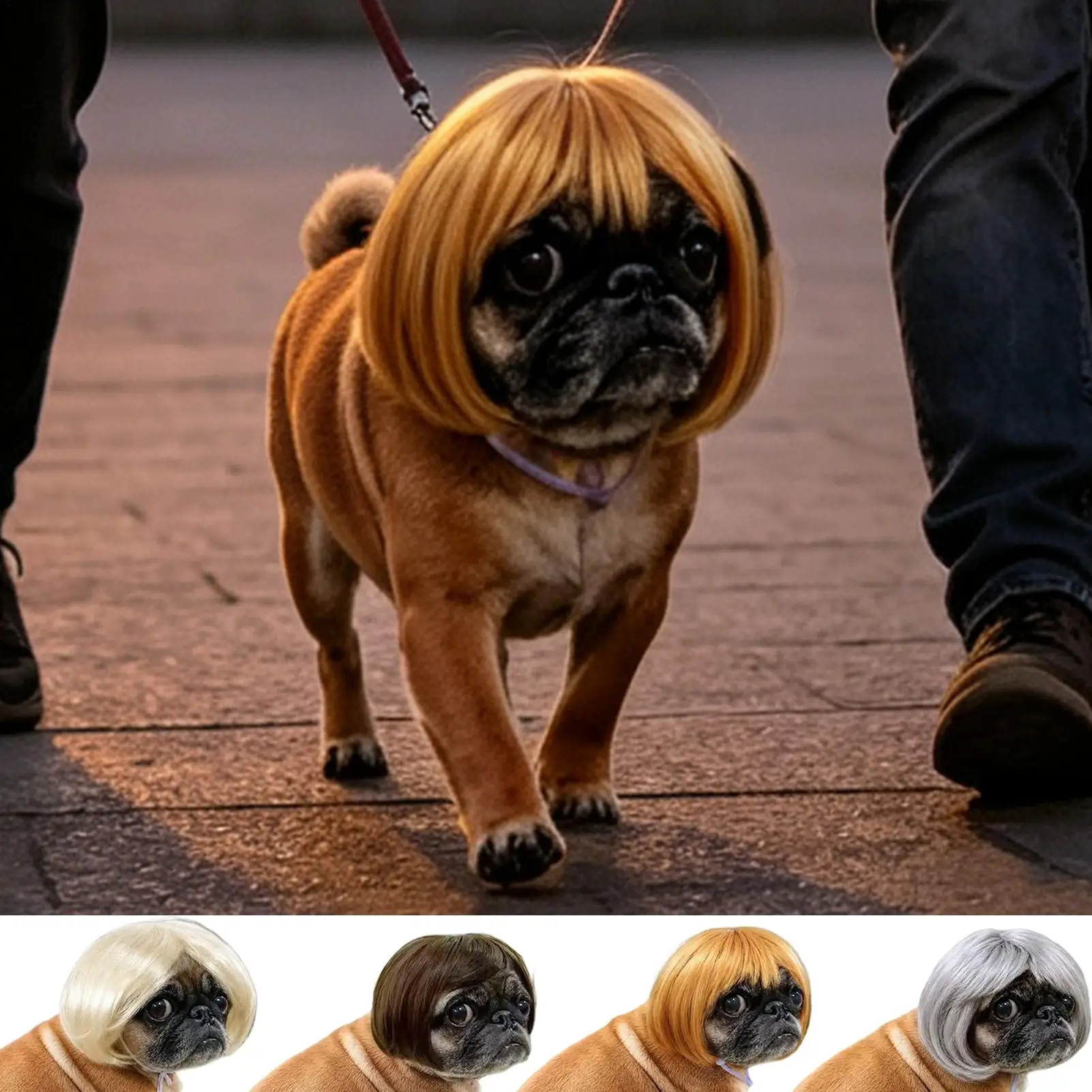 Haustierperücke, Hundeperücke, lustige Haustierperücke, Halloween-Haustierzubehör, lockiges Haar, glattes Haar, Katzenperücke, kann individuell gestaltet werden, Haustierbedarf. – Detail 1