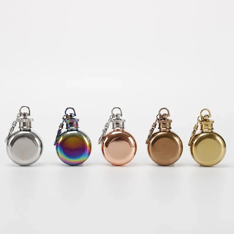 

1oz Portable 304 SS with keychain Flagon Whiskey Vodka Wine Pot Hip Flask Alcohol Drinking Bottle party outdoor utensil Flasks