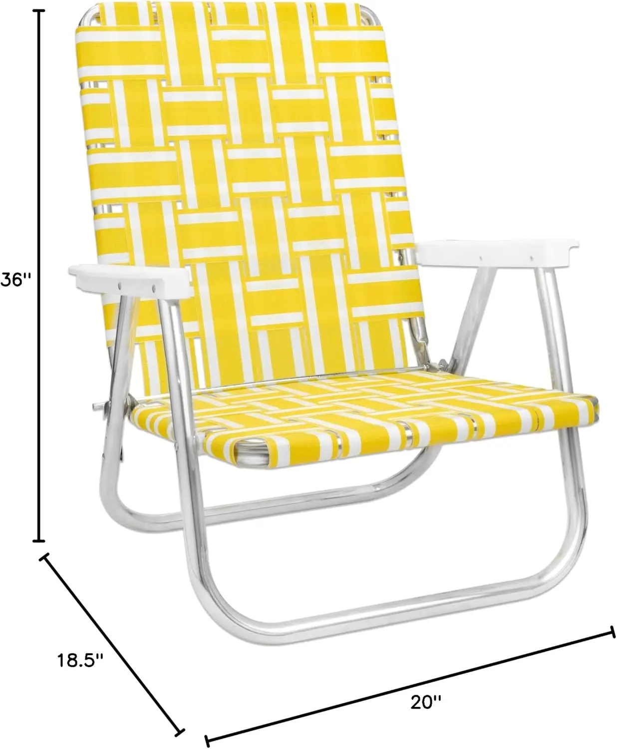 Yellow and White Stripe Beach Chair - Lightweight, Durable, and Perfect for Beach Lounging