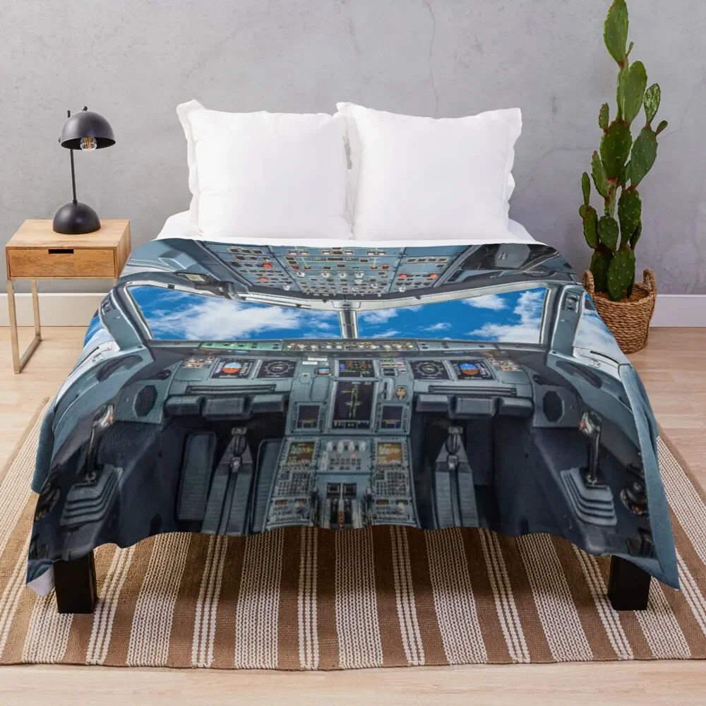 Airbus A320 Throw Blanket Soft Bedroom Blanket for Night Sleeping