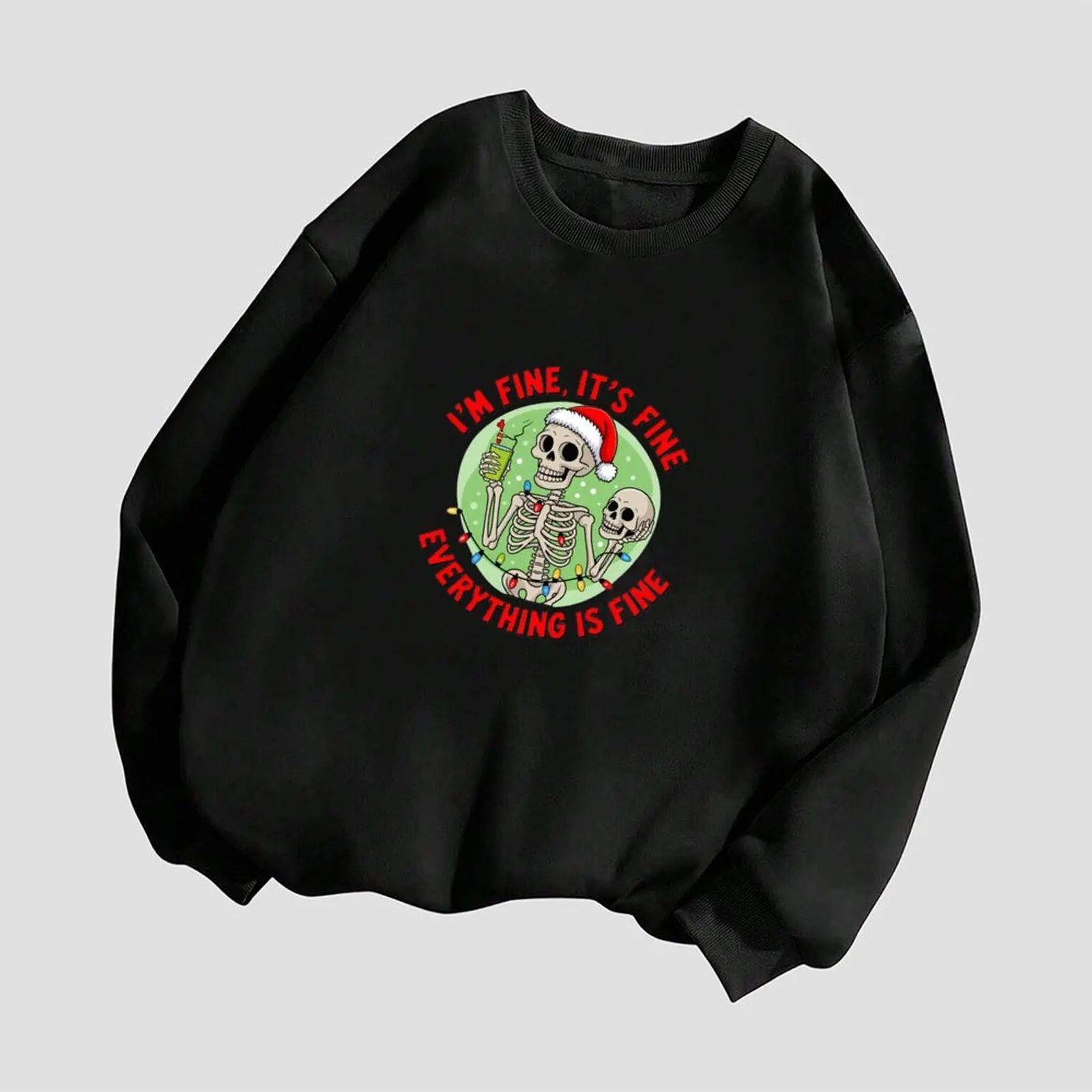 ラウンドネック女性スウェットベルベットカジュアルルーズ快適なクリスマスプリントパターン長袖プルオーバー秋の女性の服