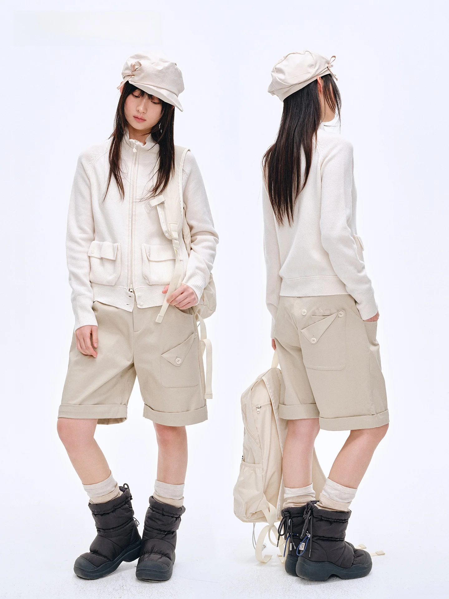 

Повседневные удобные прямые брюки Moonmoi длиной до колена для женщин, свободного кроя, универсальные, из смесового хлопка, с эластичным поясом