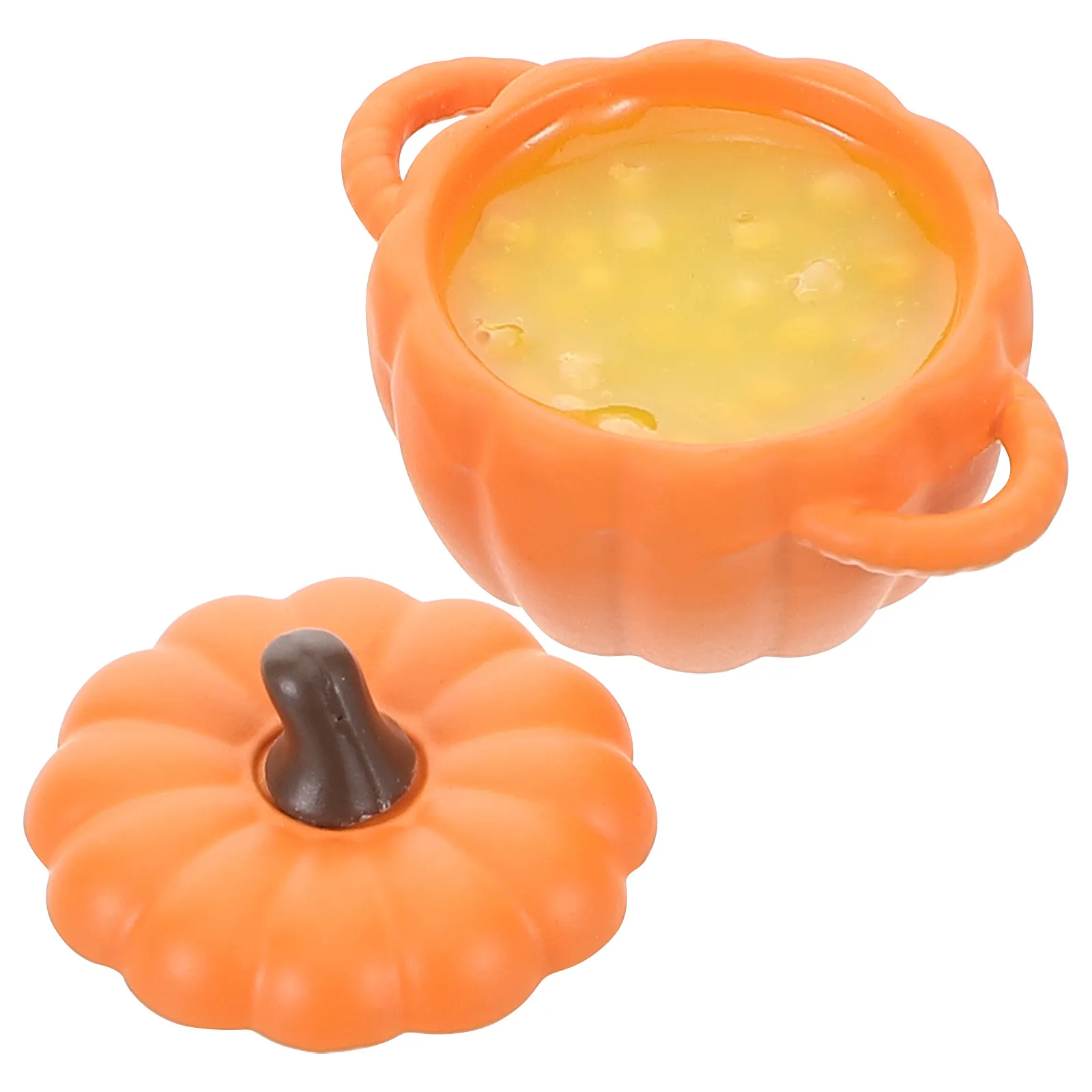 

Dollhouse Pumpkin Soup Bowl Resin Miniature Kitchen Accessory Realistic Millet Porridge Detail Autumn Halloween Mini Food