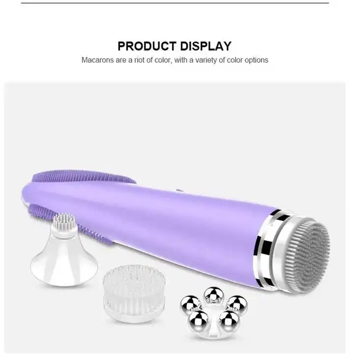 Venda quente beleza spa limpador facial elétrico rotativo coração motor silicone escova de limpeza recarregável massageador de limpeza