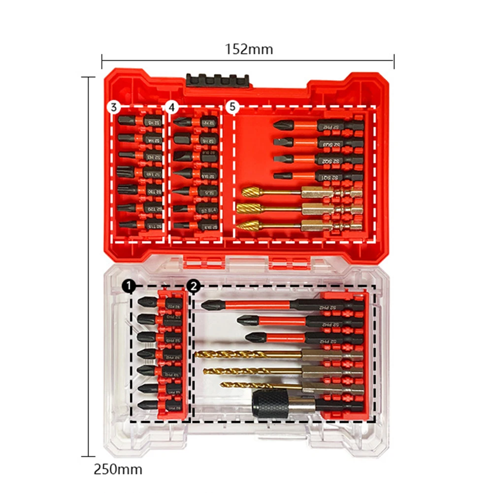 For Automotive Maintenance 35pcs Bit Set Variety Of Bit Sizes As Shown In The Figure Transparent Hard Plastic Case
