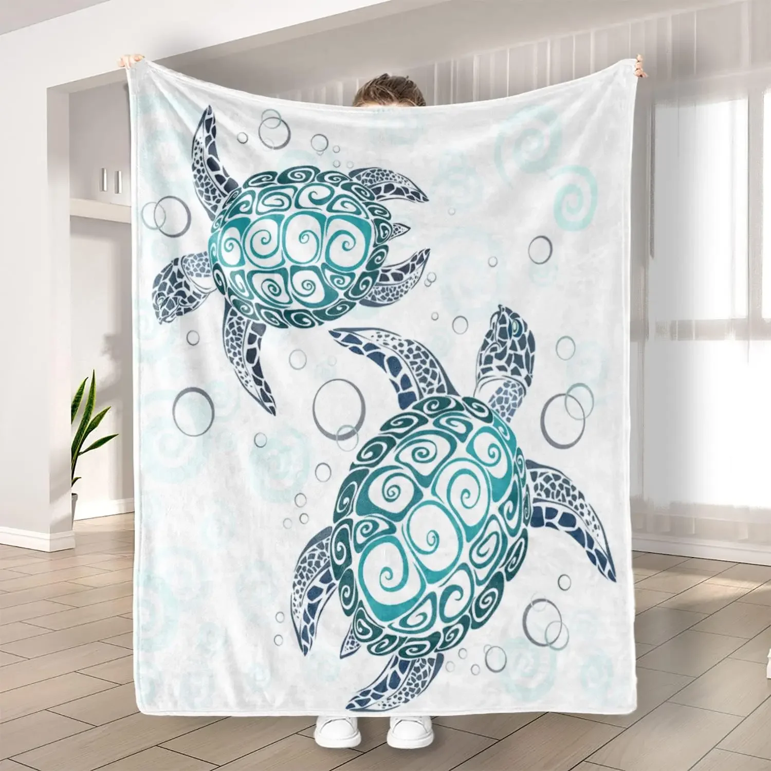 

Tortoise Flannel Fleece Blanket Lightweight Warm and Cozy Throw Blanket for Animal Lovers for Kids