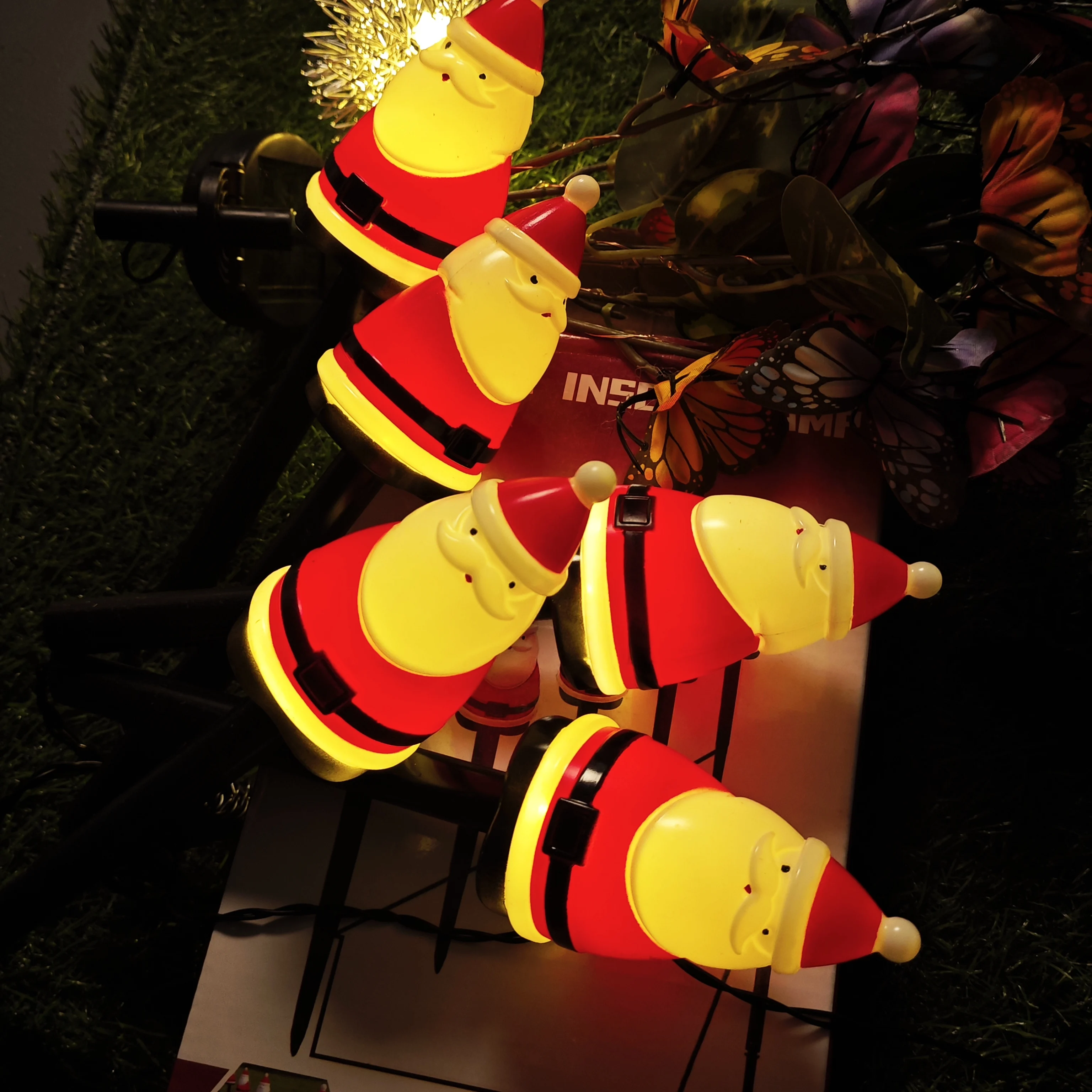 أضواء عيد الميلاد الشمسية في الهواء الطلق عيد الميلاد ندفة الثلج ستار تعمل بالطاقة الشمسية في الحديقة مصباح حديقة مجموعة من 5 أضواء حصة مسار مقاوم للماء #2