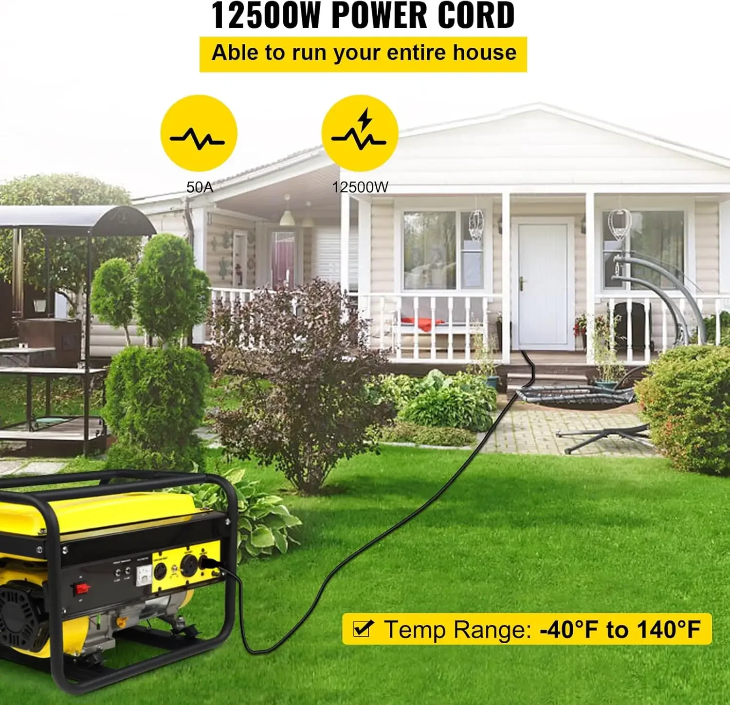 50FT 50Amp مولد تمديد الحبل 6 مقياس STW 6/3 + 8/1 RV سلك الطاقة NEMA 14-50P إلى سلك عاري