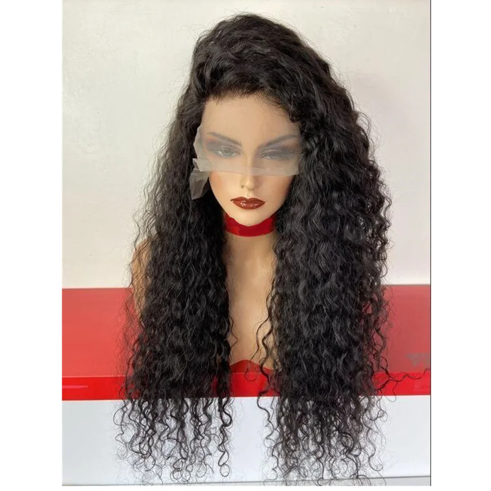 Long Pre plucked 30inch Kinky Curly Human Hair Natural Black 13x6 HD Lace Front Wigs Brazilian Free Part with Baby Hair Glueless view 4