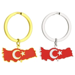 Unique Türkiye Map Keys Jewelry Stainless Steel Turkey Map Keychain Turkish Keyrings Bag Ornaments for Daily Party