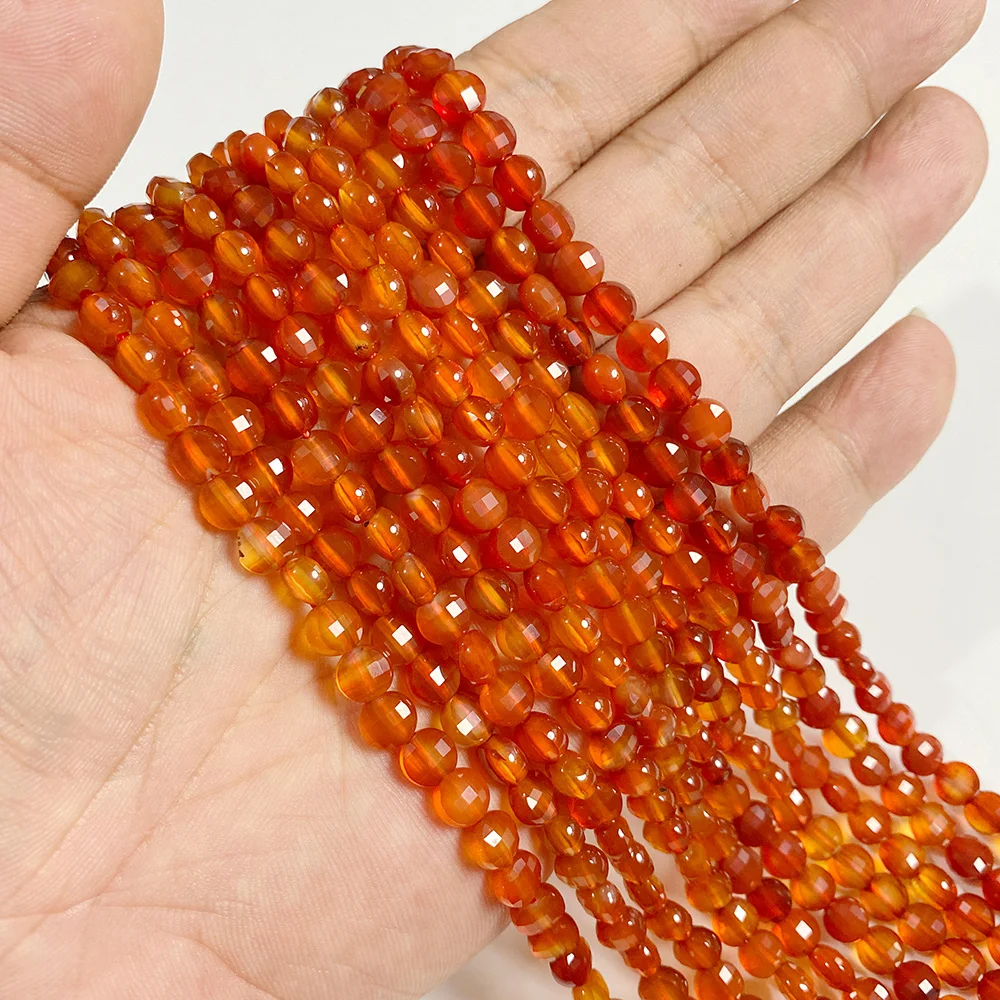 Wholesale Natural Red Carnelian Stone Bead Round Rondelle Coin Agat Loose Spacer Beads For Jewelry Making Bracelet Necklace DIY view 6