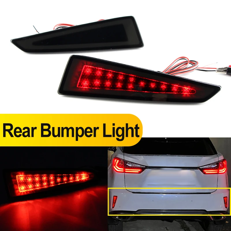 2PCS For Lexus RX350 RX450h 2016-2020 RX450hL RX350L Base 2018-2019 Auto LED Rear Bumper Reflector Light Brake Lamp Foglight