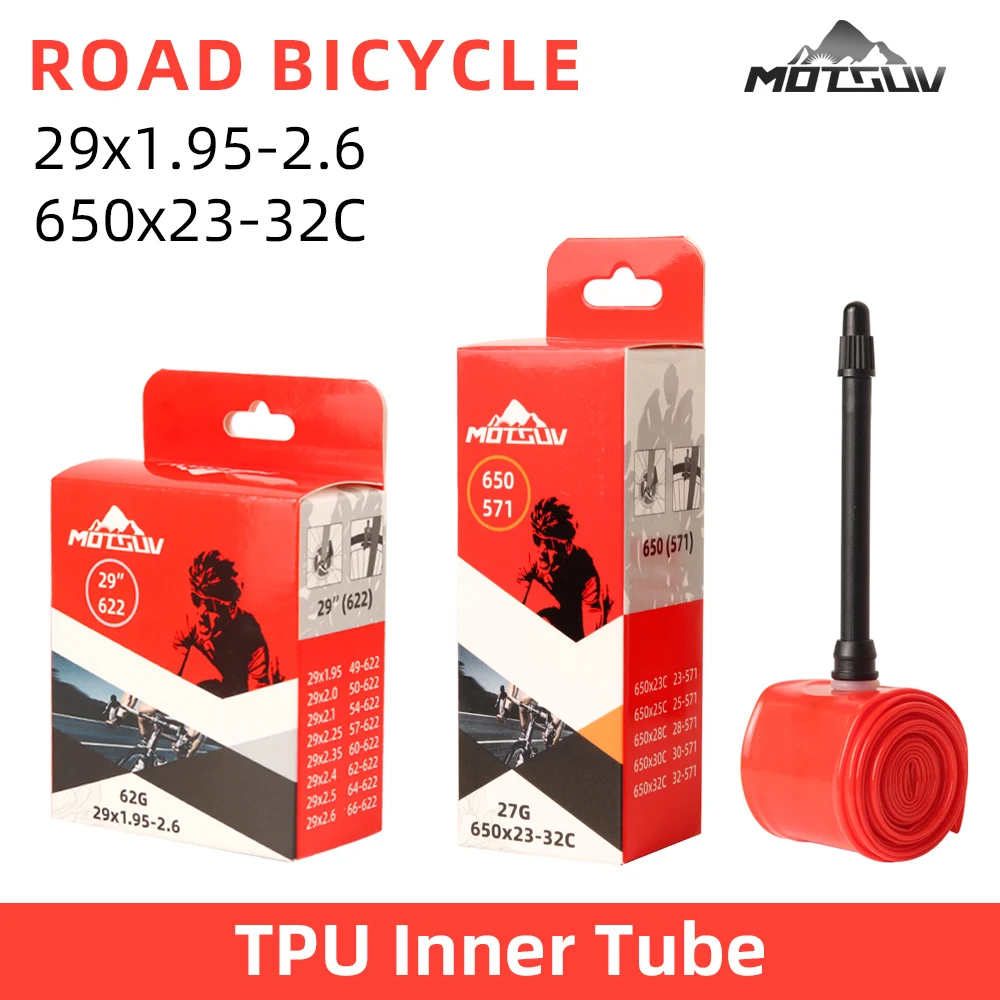 Road Bicycle TPU Inner Tube Ultralight Cycling Bike Tire Tubes 650×23-32C 29inch 622 French Valve 45/65/85MM