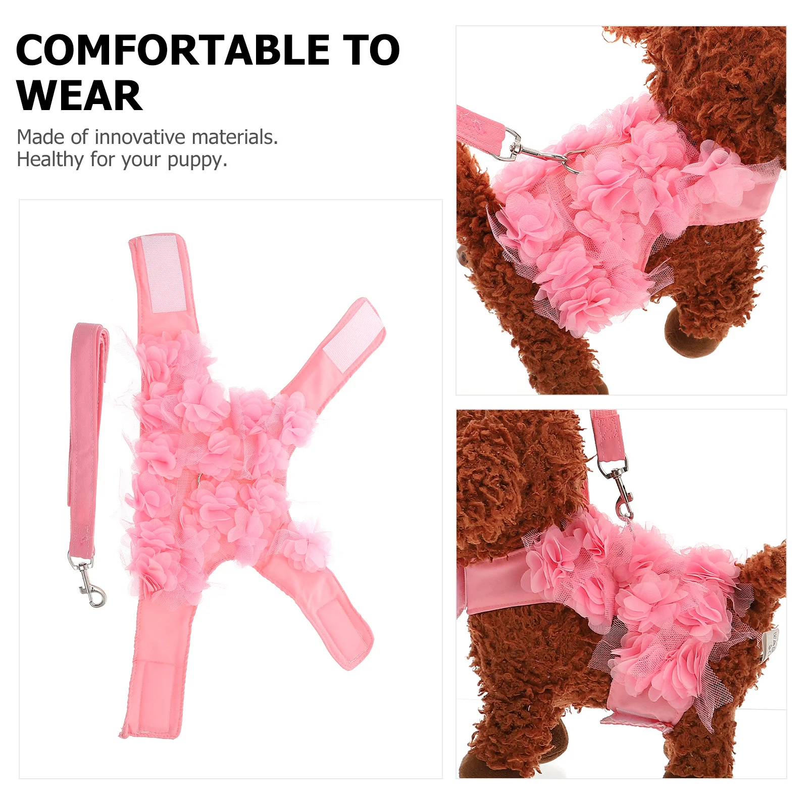 

Stereo Flower Dog Traction Chest Strap Lightweight Breathable Adjustable for Small Medium Puppies Outdoor Activities Spring