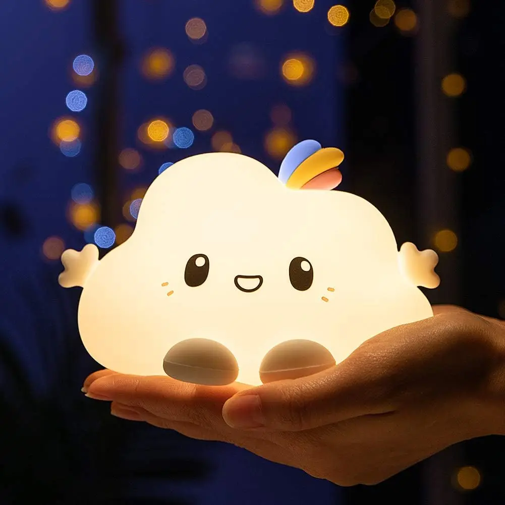 

Creative Touch Cloud Night Light Silicone Cute Lamp 3 Brightness Levels Timer for Christmas Gift Home Office Decor