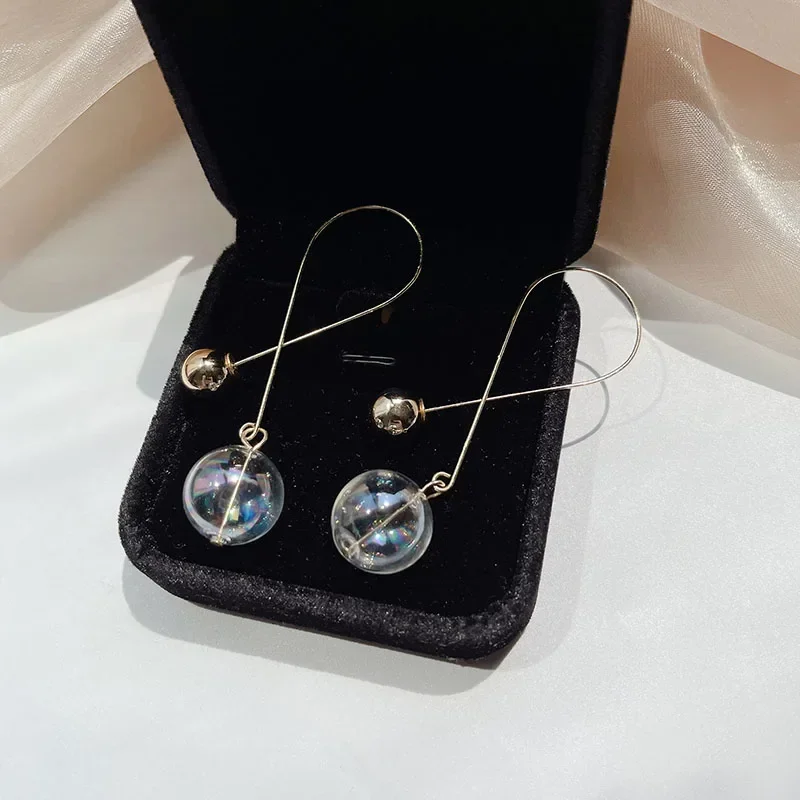 Boucle D’oreille Femmes Creative Exquisite Versatile Colorful Glass Ball Earrings Festive Party Fashion Jewelry Бижутерия