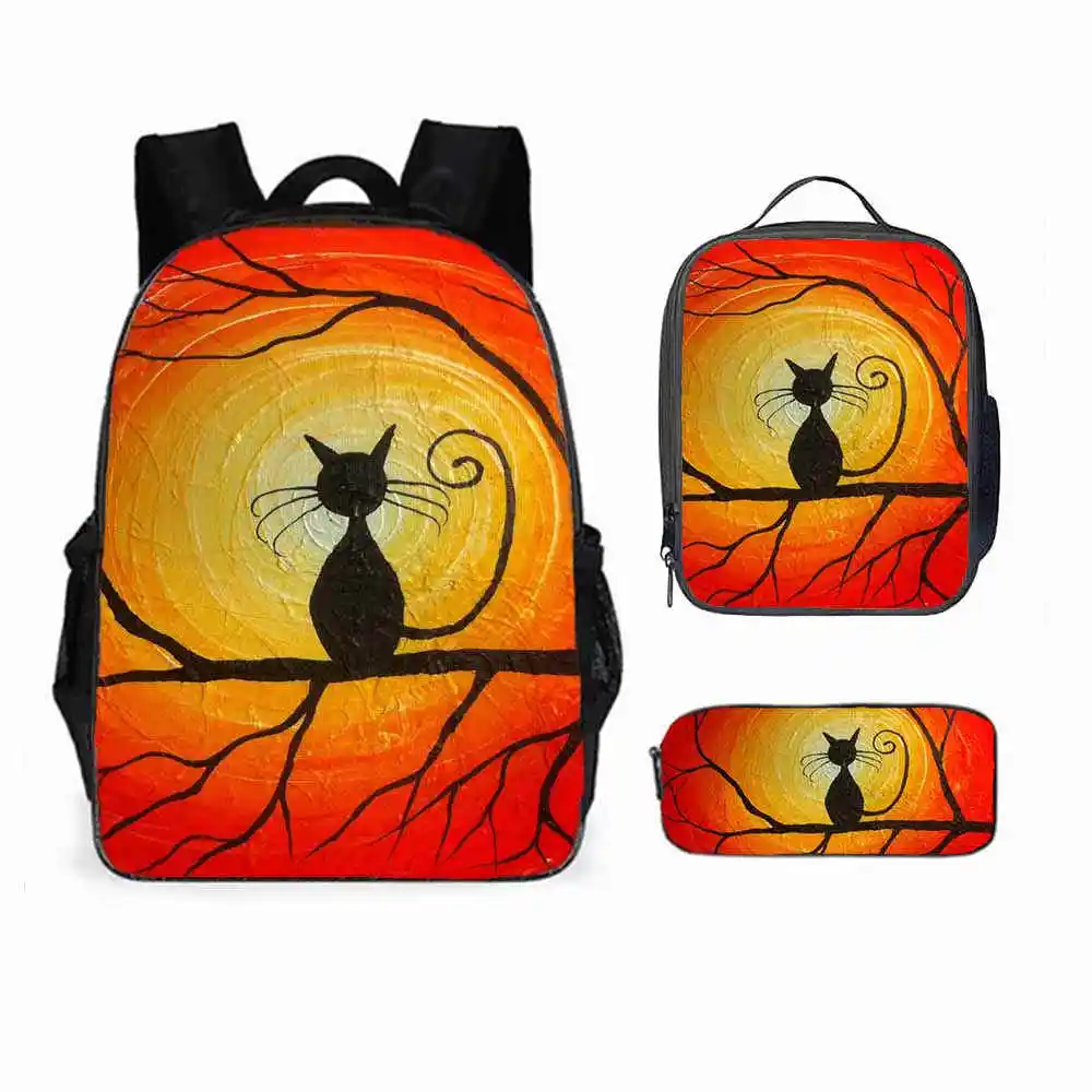 Cat kawaii Backpack man painting For School Bags Child big Backpacks Children's kawaii Bag woman cat