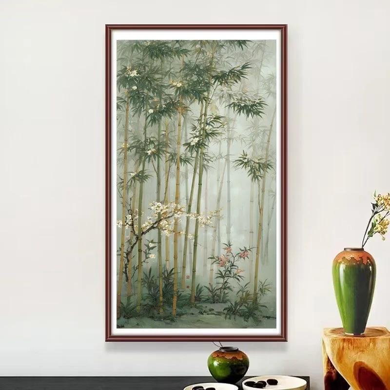 DIY Cross Stitch Embroidery Kit Masterpiece Needlework Bamboo Tree Print Pattern Wall Home Decor Handwork Gift