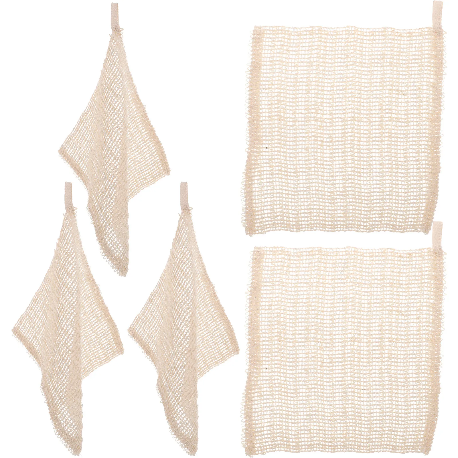 5Pcs Cotton Linen Shower Exfoliating Towel Body Scrubber Bath Wash Towel for Smooth Radiant Skin Back Cleaning Massage Deep