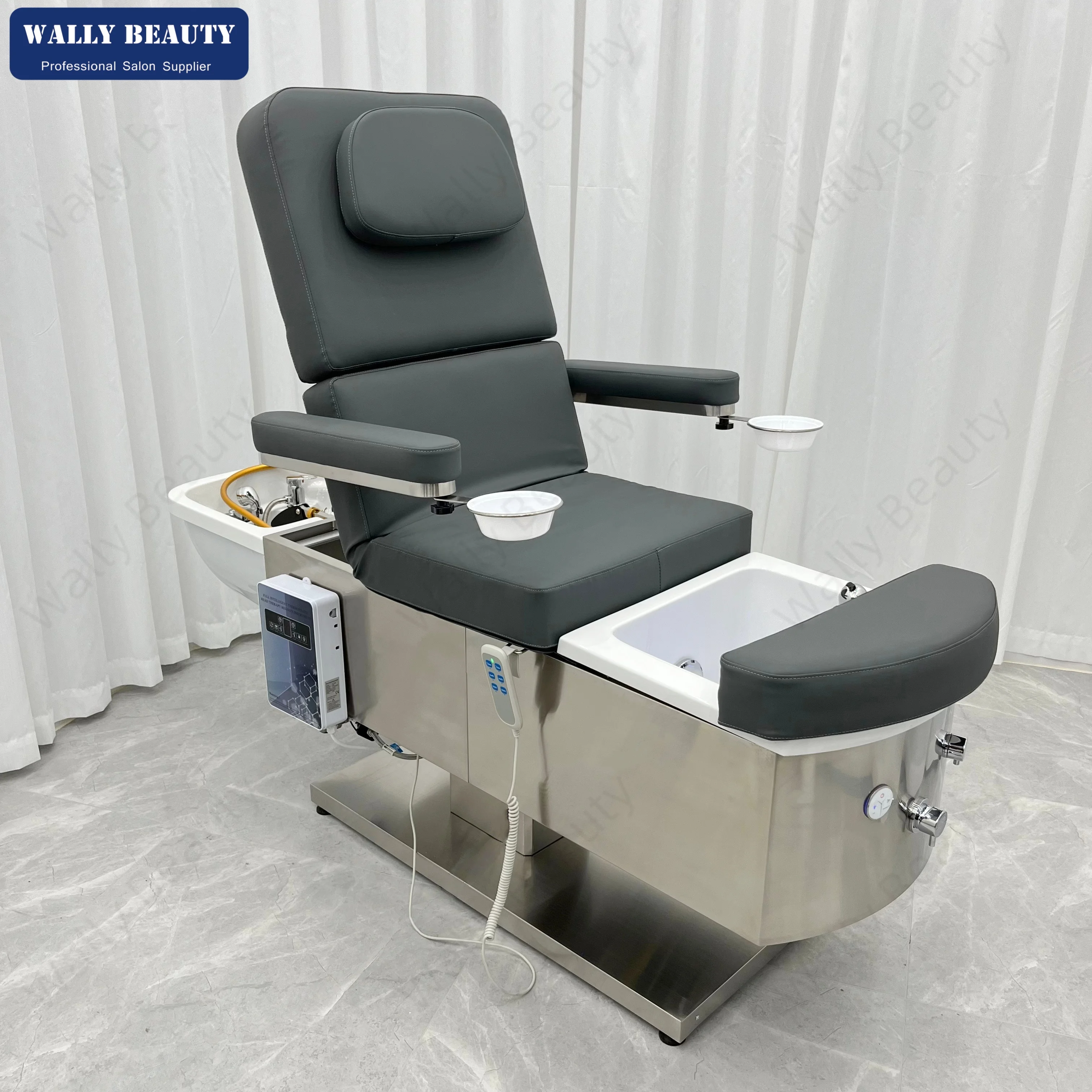 Head Therapy BedLuxury Electric Japanese Head Spa Bed Waterfall Shampoo Massage Bed With Pedicure Basin Facial Bed Beauty Salon