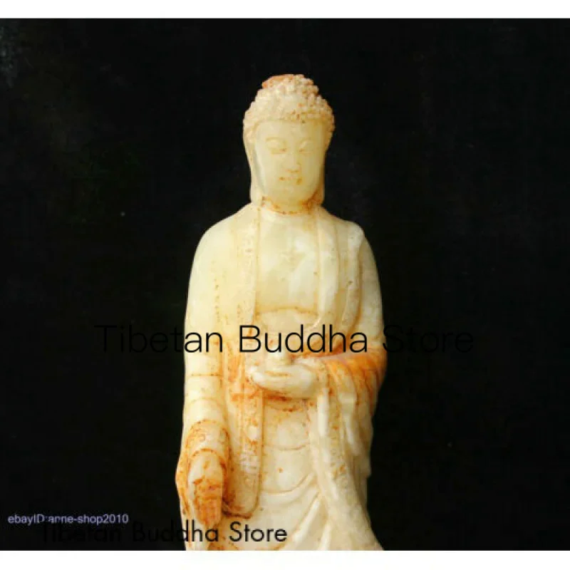 30cm China Natural Old Jade hand carved Shakyamuni Amitabha Buddha Sculpture A12