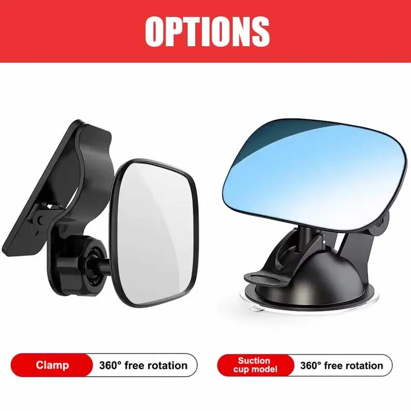 SEAMETAl Car Mirror Interior Baby Mirrors 120-Degree Wide Angle Observing Mirror 360 Degrees Rotatable Auxiliary Observe Mirror
