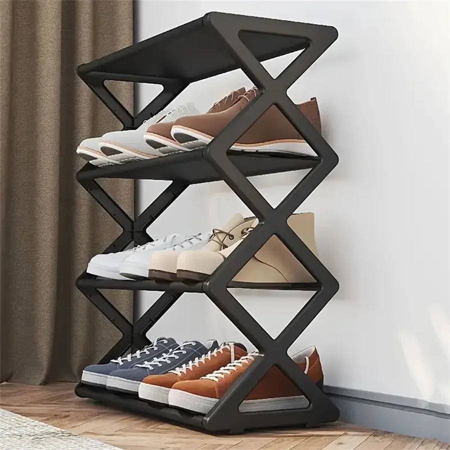 1 Stück X-förmiges Stoff-Schuhregal, staubdicht, multifunktionaler zusammengebauter Schuhschrank, Haushaltsaufbewahrung, einfach zusammenbaubares Schuhregal